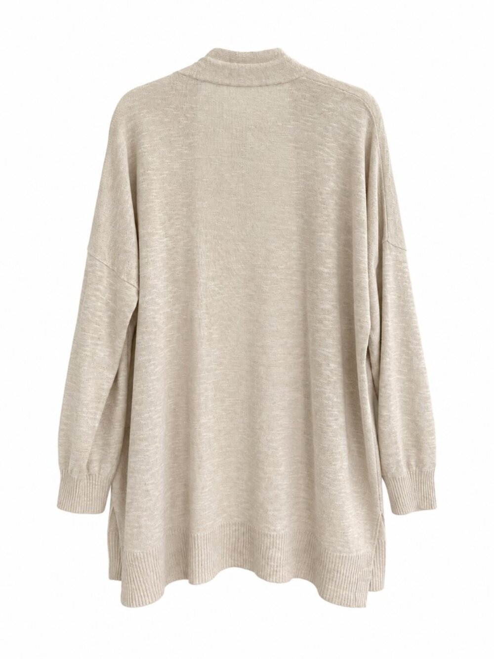 Eileen Fisher Organic Linen Cotton Open Front Cardigan Fall Sweater (Size S) - Picture 4 of 7